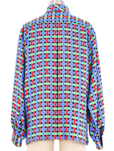 Yves Saint Laurent Basketweave Silk Blouse Top arcadeshops.com