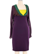 1997 Gianni Versace Eggplant Colorblock Cocktail Dress Dress arcadeshops.com
