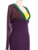 1997 Gianni Versace Eggplant Colorblock Cocktail Dress Dress arcadeshops.com
