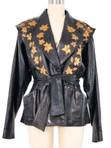 Jitrois Leaf Applique Leather Jacket Jacket arcadeshops.com