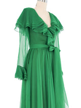 Kiki Hart Kelly Green Ruffle Gown Dress arcadeshops.com