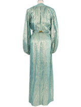 Victor Costa Ice Blue Metallic Wrap Dress Dress arcadeshops.com