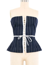 2002 Dolce And Gabbana Pinstripe Denim Corset Top arcadeshops.com