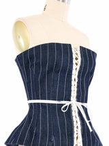 2002 Dolce And Gabbana Pinstripe Denim Corset Top arcadeshops.com