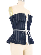 2002 Dolce And Gabbana Pinstripe Denim Corset Top arcadeshops.com