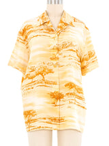 Escada Landscape Silk Button Down Top arcadeshops.com