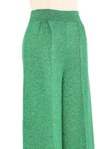 1970s Metallic Green Knit Pants Bottom arcadeshops.com