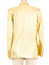 Yves Saint Laurent Metallic Gold Leather Blazer Jacket arcadeshops.com