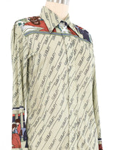 1970s Novelty Subway Print Button Down Top arcadeshops.com