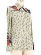 1970s Novelty Subway Print Button Down Top arcadeshops.com