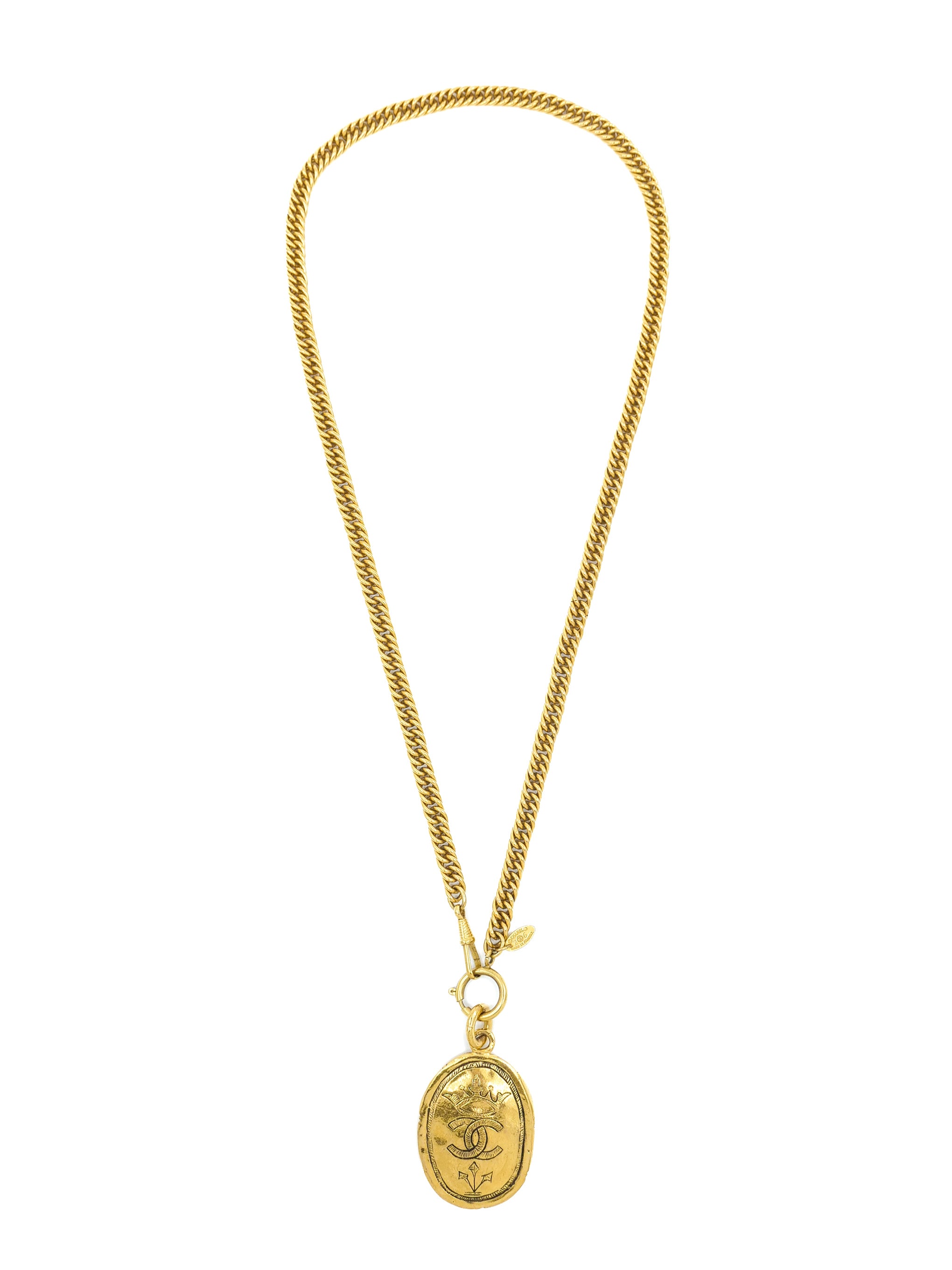 アクセサリー CHANEL 80s vintage CHANEL 80s Vintage Gold Sunburst Logo Medallion Choker