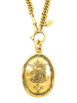 1980s Chanel Crown Logo Pendant Necklace Accessory arcadeshops.com