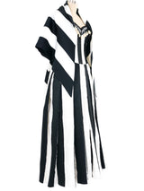 Victor Costa Pearl Trimmed Black And White Striped Gown Ensemble Dress arcadeshops.com