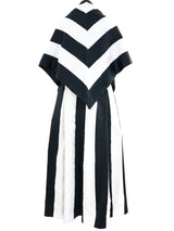 Victor Costa Pearl Trimmed Black And White Striped Gown Ensemble Dress arcadeshops.com