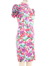 Yves Saint Laurent Floral Rosette Sleeve Dress Dress arcadeshops.com