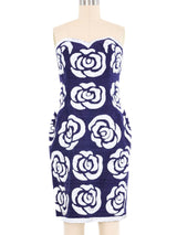 Victor Costa Navy Sequin Rose Mini Dress Dress arcadeshops.com