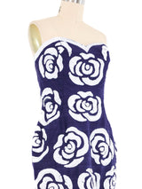Victor Costa Navy Sequin Rose Mini Dress Dress arcadeshops.com