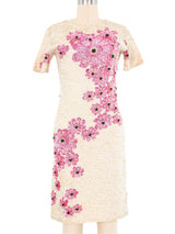 Cream Sequin Embellished Floral Knit Dress Dress arcadeshops.com