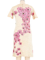 Cream Sequin Embellished Floral Knit Dress Dress arcadeshops.com