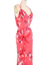John Galliano Cherry Blossom Ruffled Slip Dress Dress arcadeshops.com