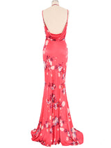 John Galliano Cherry Blossom Ruffled Slip Dress Dress arcadeshops.com