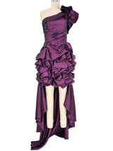 1980s Pierre Cardin Eggplant Convertible One Shoulder Gown Dress arcadeshops.com