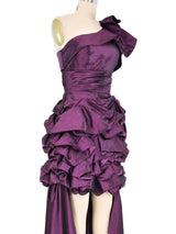 1980s Pierre Cardin Eggplant Convertible One Shoulder Gown Dress arcadeshops.com