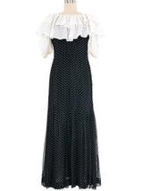 Oscar de la Renta Ruffle Collar Polka Dot Chiffon Maxi Dress Dress arcadeshops.com
