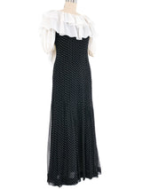 Oscar de la Renta Ruffle Collar Polka Dot Chiffon Maxi Dress Dress arcadeshops.com