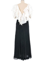 Oscar de la Renta Ruffle Collar Polka Dot Chiffon Maxi Dress Dress arcadeshops.com