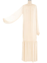 Galanos Sheer Ivory Drop Waist Maxi Dress Dress arcadeshops.com