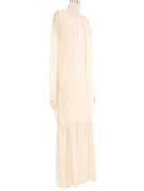 Galanos Sheer Ivory Drop Waist Maxi Dress Dress arcadeshops.com
