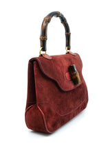 1970s Gucci Rust Suede Bamboo Handle Bag Accessory arcadeshops.com