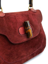 1970s Gucci Rust Suede Bamboo Handle Bag Accessory arcadeshops.com