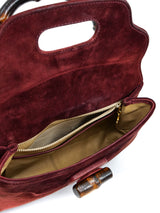 1970s Gucci Rust Suede Bamboo Handle Bag Accessory arcadeshops.com