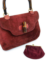 1970s Gucci Rust Suede Bamboo Handle Bag Accessory arcadeshops.com