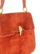 1960s Gucci Suede Tiger Clasp Shoulder Bag Accessory arcadeshops.com