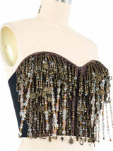 1990 Dolce And Gabbana Beaded Fringe Bustier Top arcadeshops.com