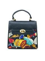 1990s Nicole Miller Quilted Alcohol And Caviar Print Top Handle Bag Accessory arcadeshops.com