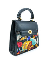1990s Nicole Miller Quilted Alcohol And Caviar Print Top Handle Bag Accessory arcadeshops.com