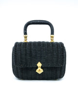1960s Black Wicker Basket Bag Accessory arcadeshops.com