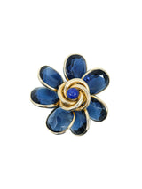 Indigo Glass Floral Brooch Accessory arcadeshops.com
