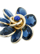 Indigo Glass Floral Brooch Accessory arcadeshops.com