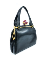 1950s Leather Top Handle Bag With Bakelite Closure Accessory arcadeshops.com