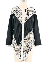 Black Satin And Crochet Blouse Top arcadeshops.com