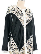 Black Satin And Crochet Blouse Top arcadeshops.com