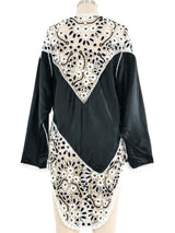 Black Satin And Crochet Blouse Top arcadeshops.com