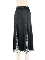 Black Satin And Crochet Skirt Bottom arcadeshops.com