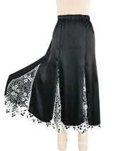 Black Satin And Crochet Skirt Bottom arcadeshops.com