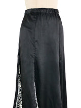 Black Satin And Crochet Skirt Bottom arcadeshops.com
